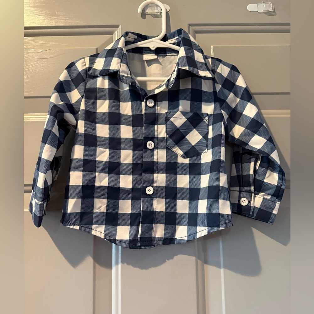 Blue and White Checkered Kids Shirt